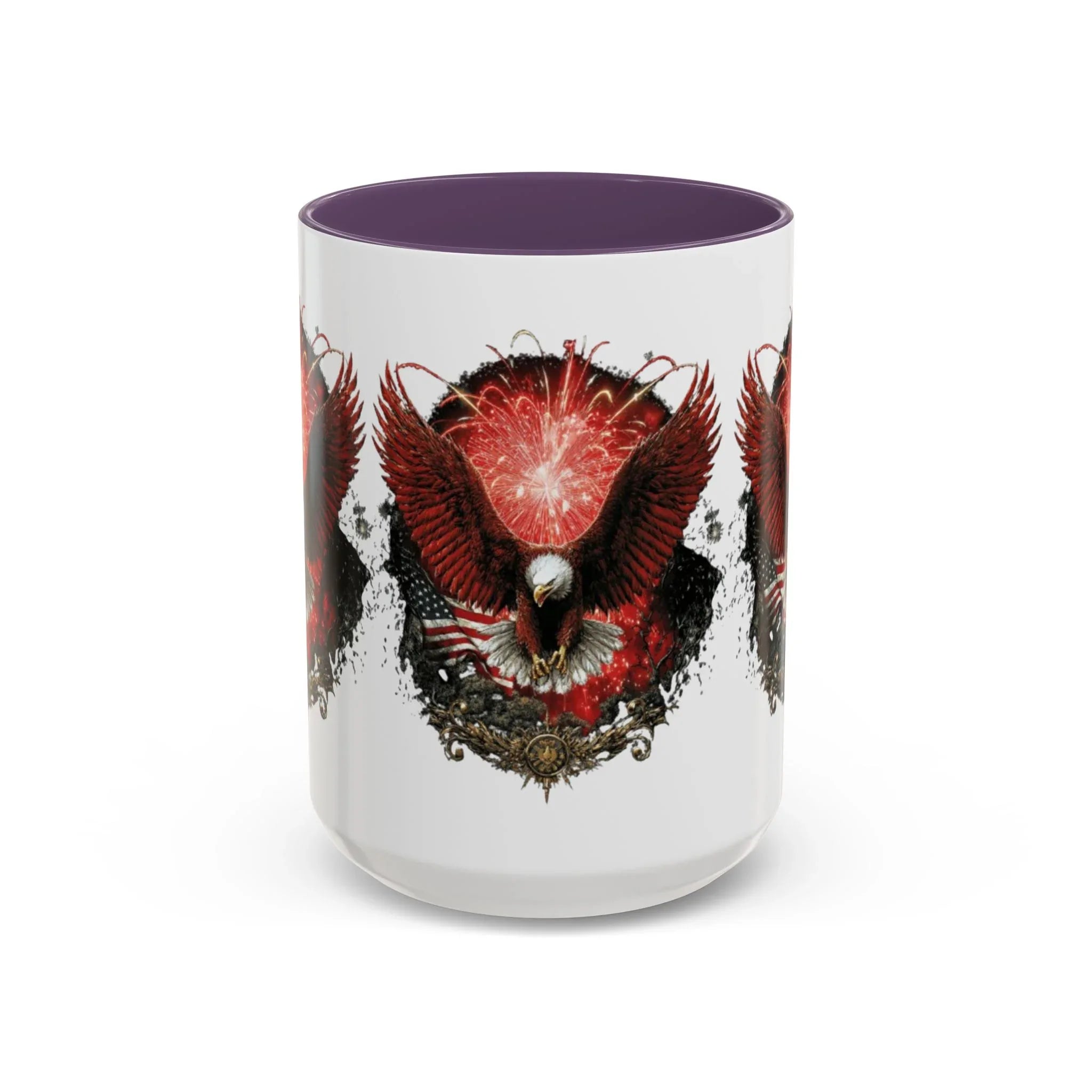 Red Eagle Emblem Accent Coffee Mug | Patriotic Eagle Design - 250 USA Celebration