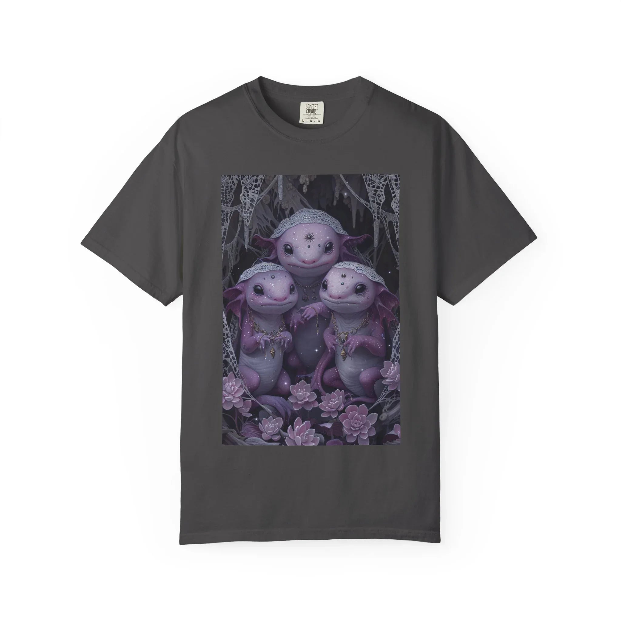 Three Axolotl Friends T-Shirt | Cute Purple Axolotl Illustration - 250 USA Celebration