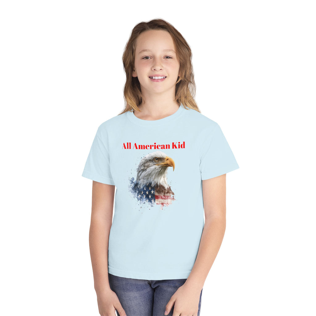Youth T-Shirt — "All American Kid" Bald Eagle Flag Design