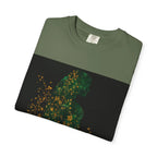 Green Floral Silhouette T-shirt | Botanical Sparkle Art abstract art t-shirt, women's, abstract graphic tee women, girls abstract shirt - 250 USA Celebration