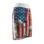 American Flag Bullet Hole Pencil Skirt – Patriotic Distressed USA Print