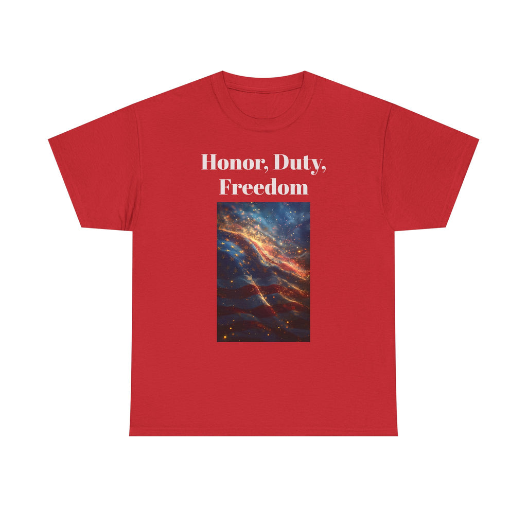 Honor, Duty, Freedom T-Shirt - Patriotic American Flag Galaxy Tee