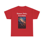Honor, Duty, Freedom T-Shirt - Patriotic American Flag Galaxy Tee