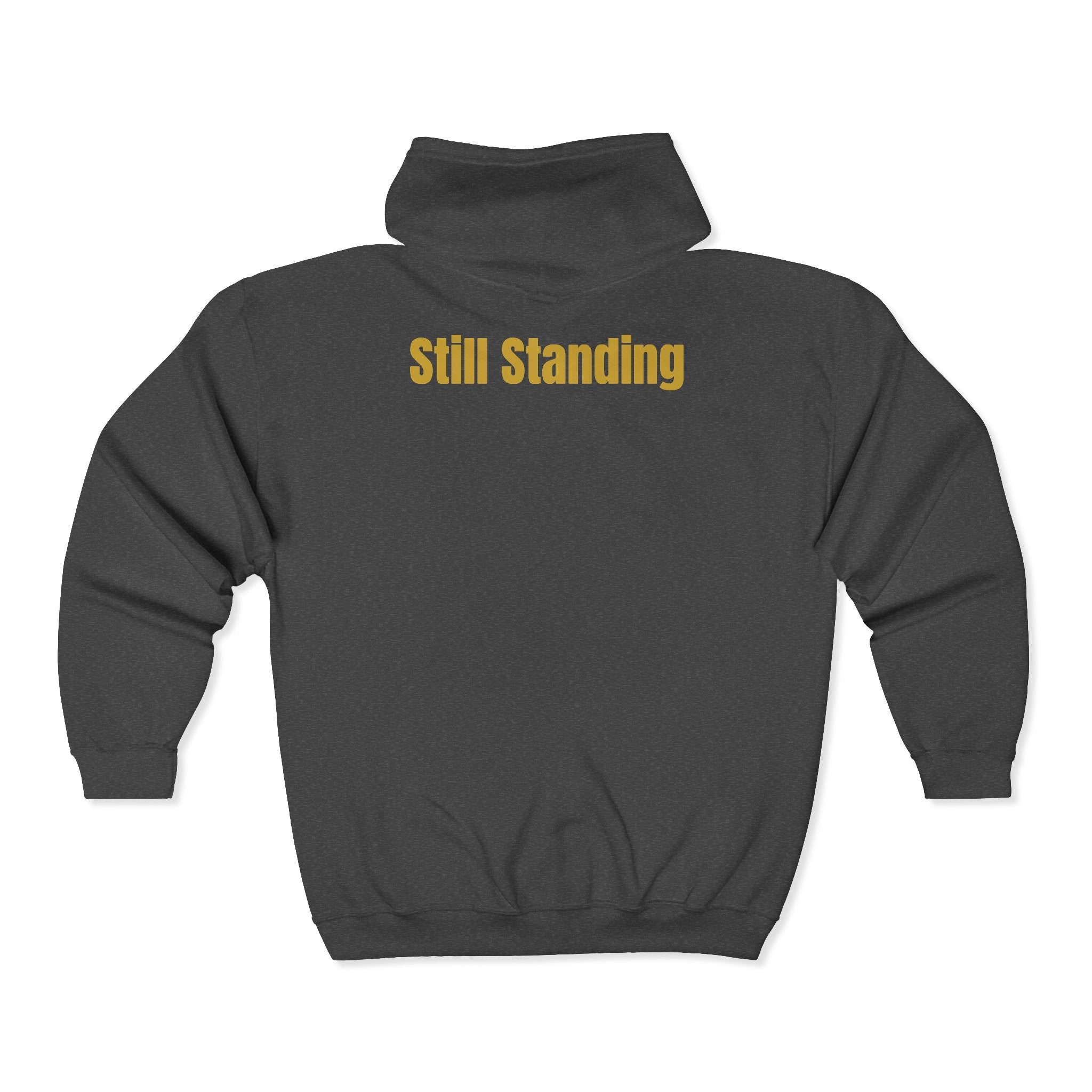 Still Standing Flag Zip Hoodie — "Freedom's Foundation" Vintage American Flag Full-Zip Hoodie