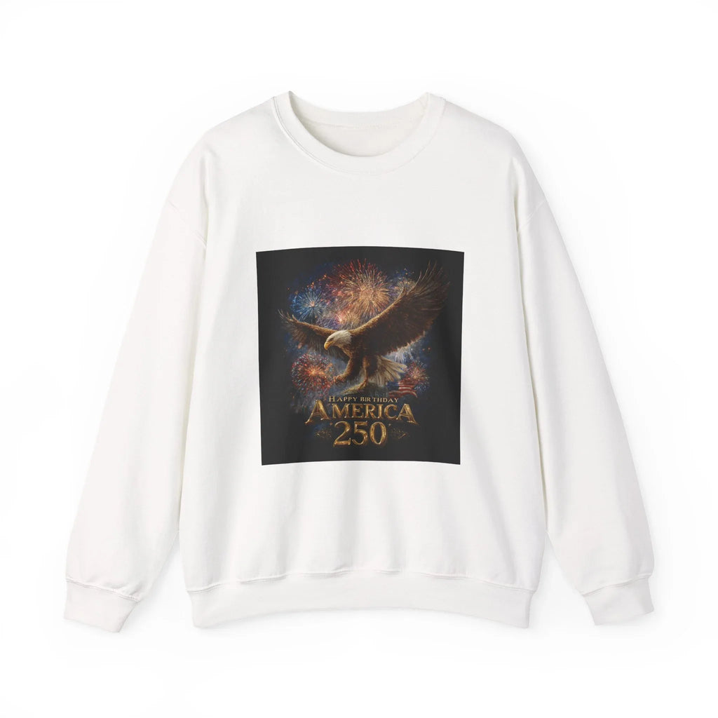 Bald Eagle with Fireworks America 250 Sweatshirt - 250 USA Celebration