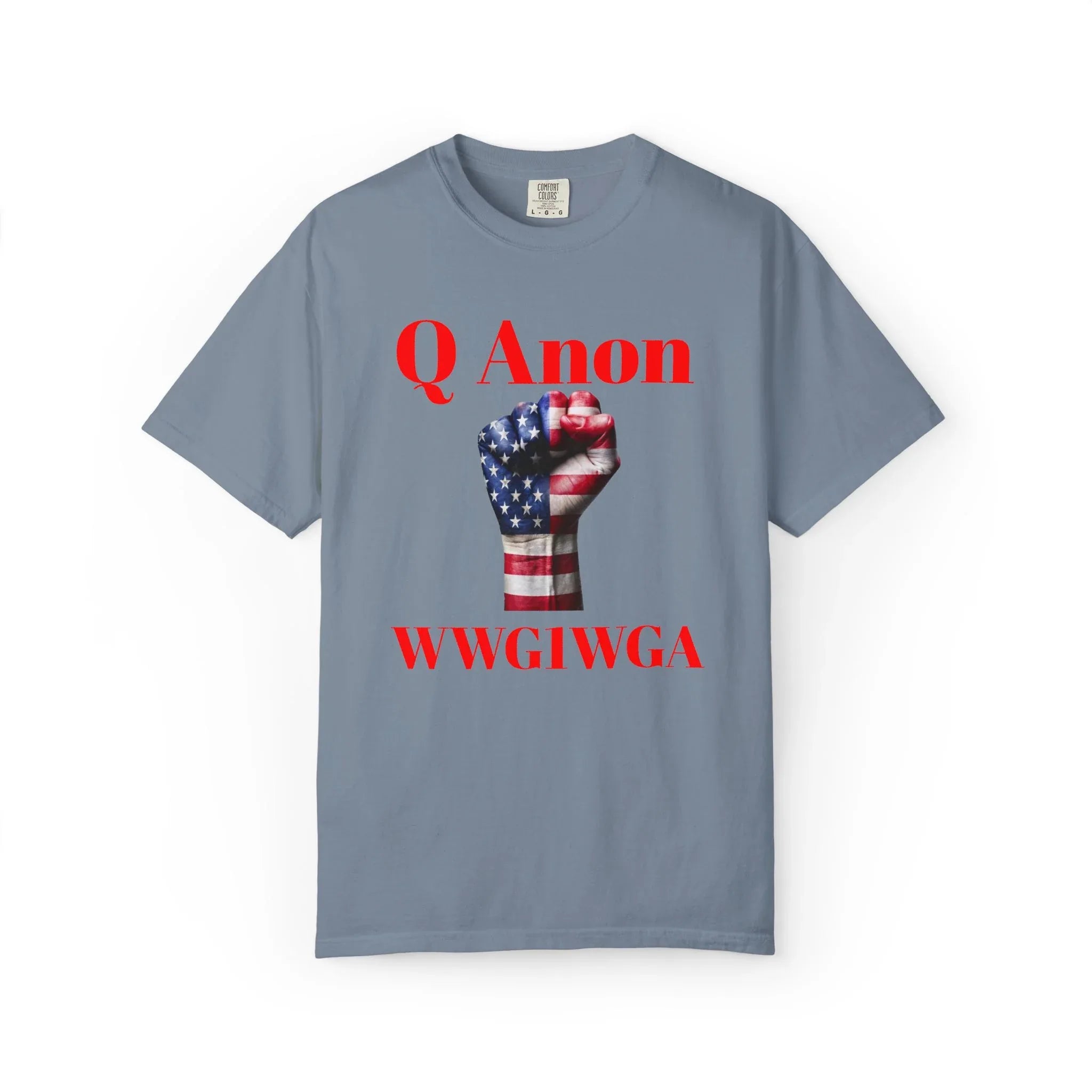 Q Anon Fist T-shirt | WWG1WGA Print - 250 USA Celebration