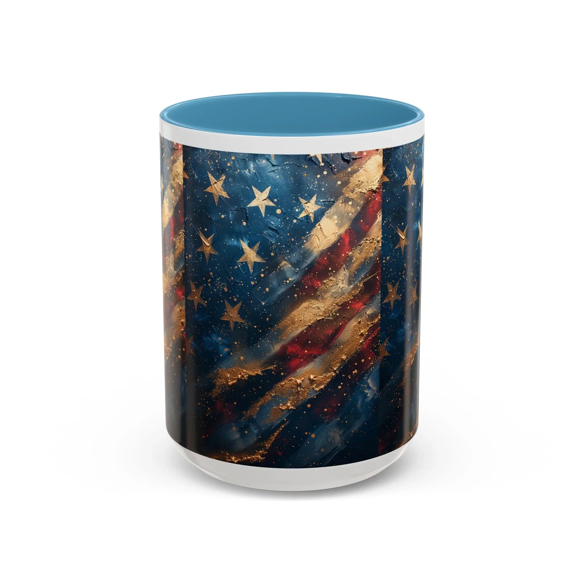 Distressed American Flag Accent Coffee Mug | 11oz 15oz - 250 USA Celebration