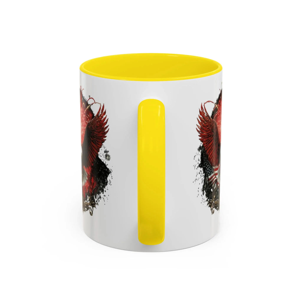 Red Eagle Emblem Accent Coffee Mug | Patriotic Eagle Design - 250 USA Celebration