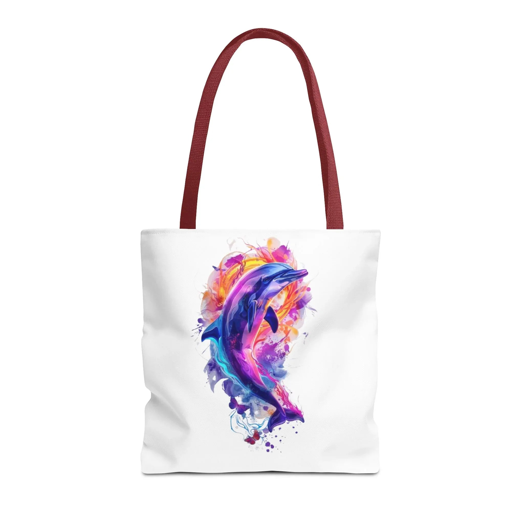 Colorful Watercolor Dolphin Tote Bag | Vibrant Splash Ocean Art - 250 USA Celebration