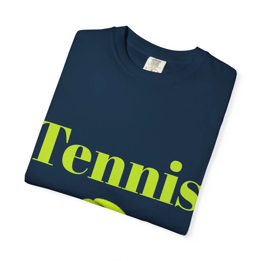 Tennis Ball Graphic Tee | Tennis Shirt, Neon Green Text - 250 USA Celebration