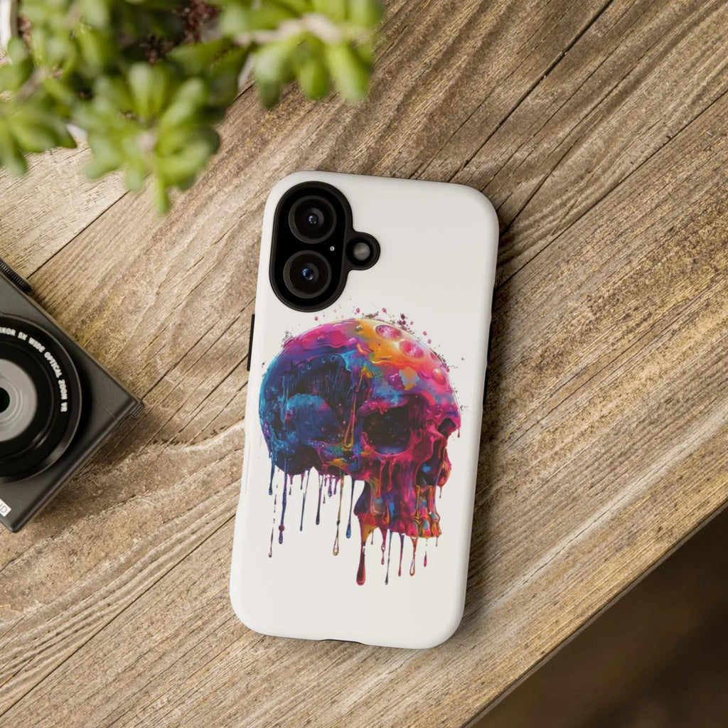 Colorful Drip Skull Phone Case | Hard Plastic Protective Case - 250 USA Celebration