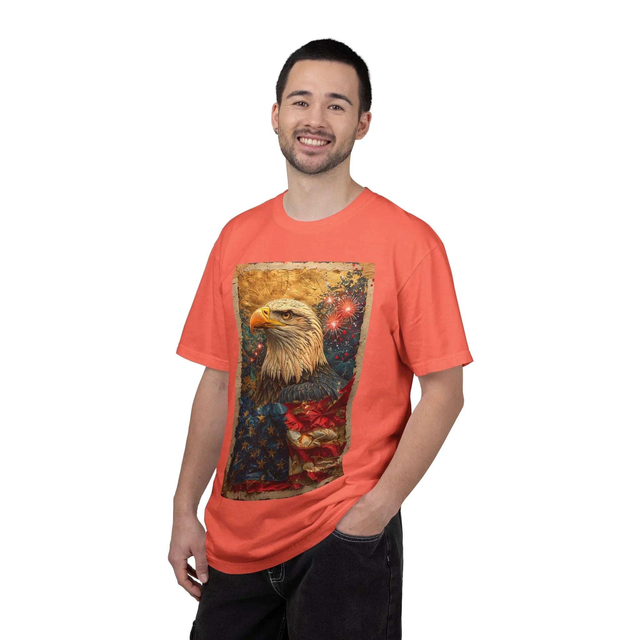 Bald Eagle with American Flag T-Shirt | Patriotic Vintage USA - 250 USA Celebration