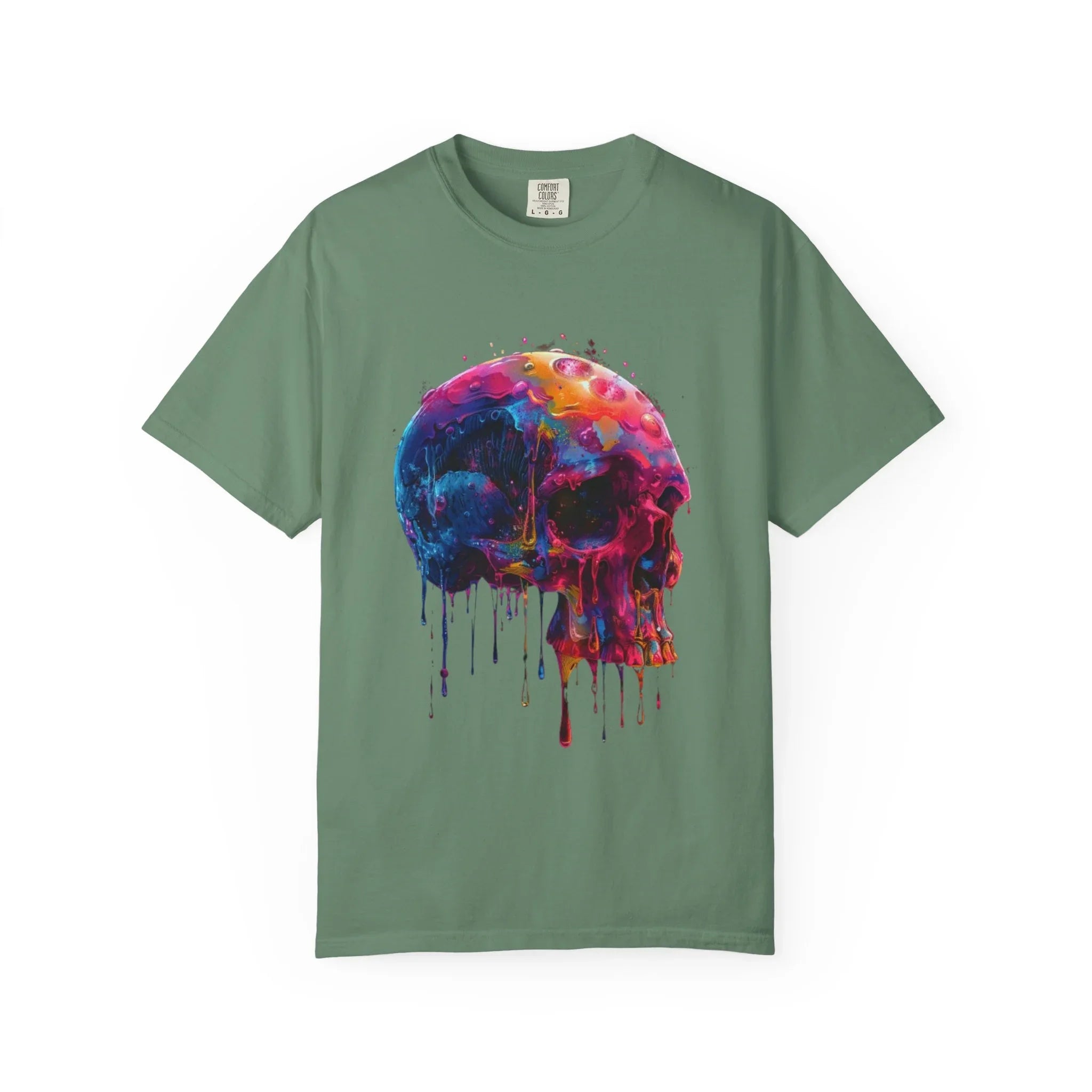 Colorful Drip Skull T-shirt | Watercolor Skull Shirt, Artistic Gothic Tee - 250 USA Celebration