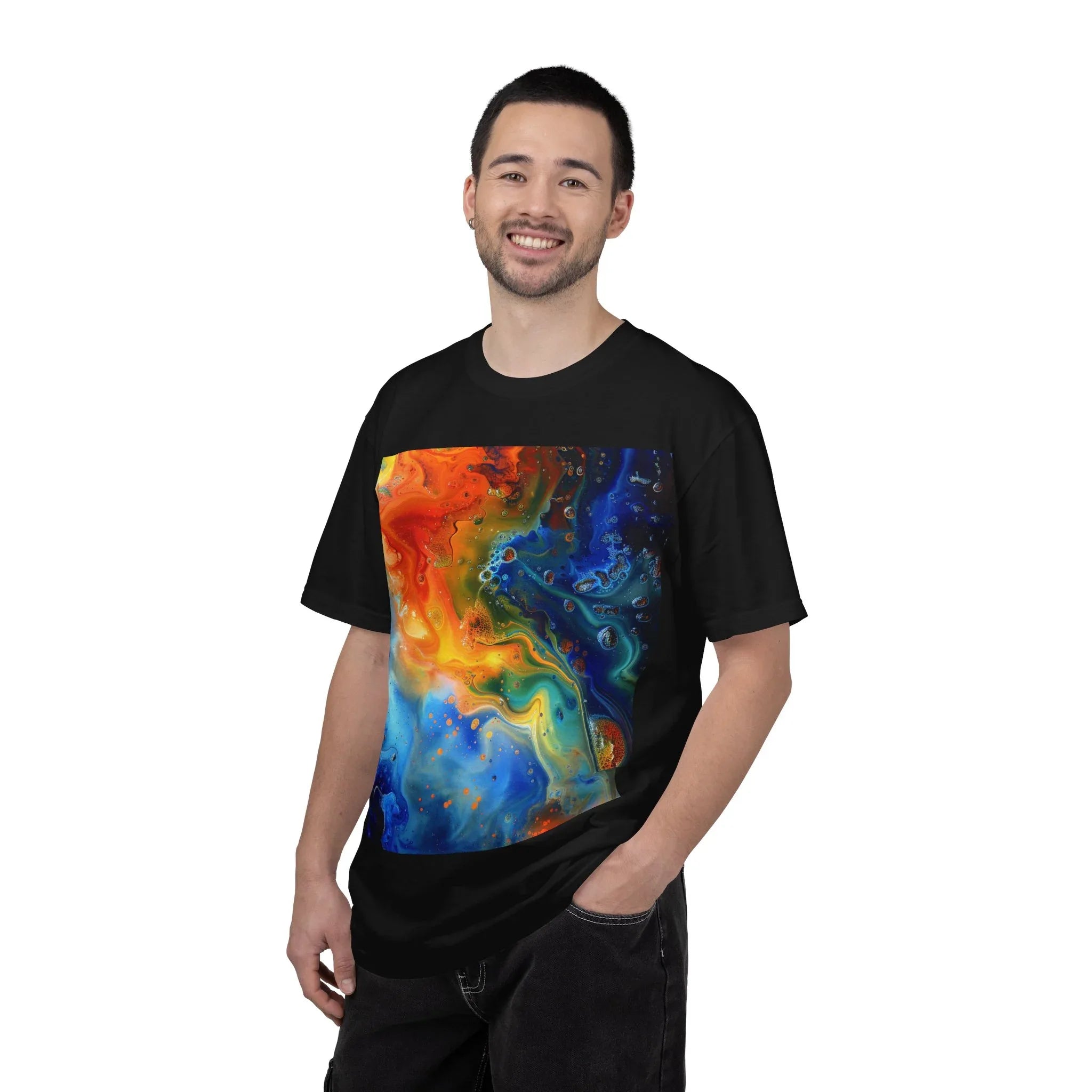 Colorful Abstract Swirl T-Shirt, psychedelic design blooms with surreal depth, blending free-flowing lines and bold swirls - 250 USA Celebration