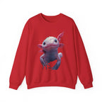 Pink Axolotl Illustration Sweatshirt | Cute Amphibian Art, Pastel Watercolor - 250 USA Celebration