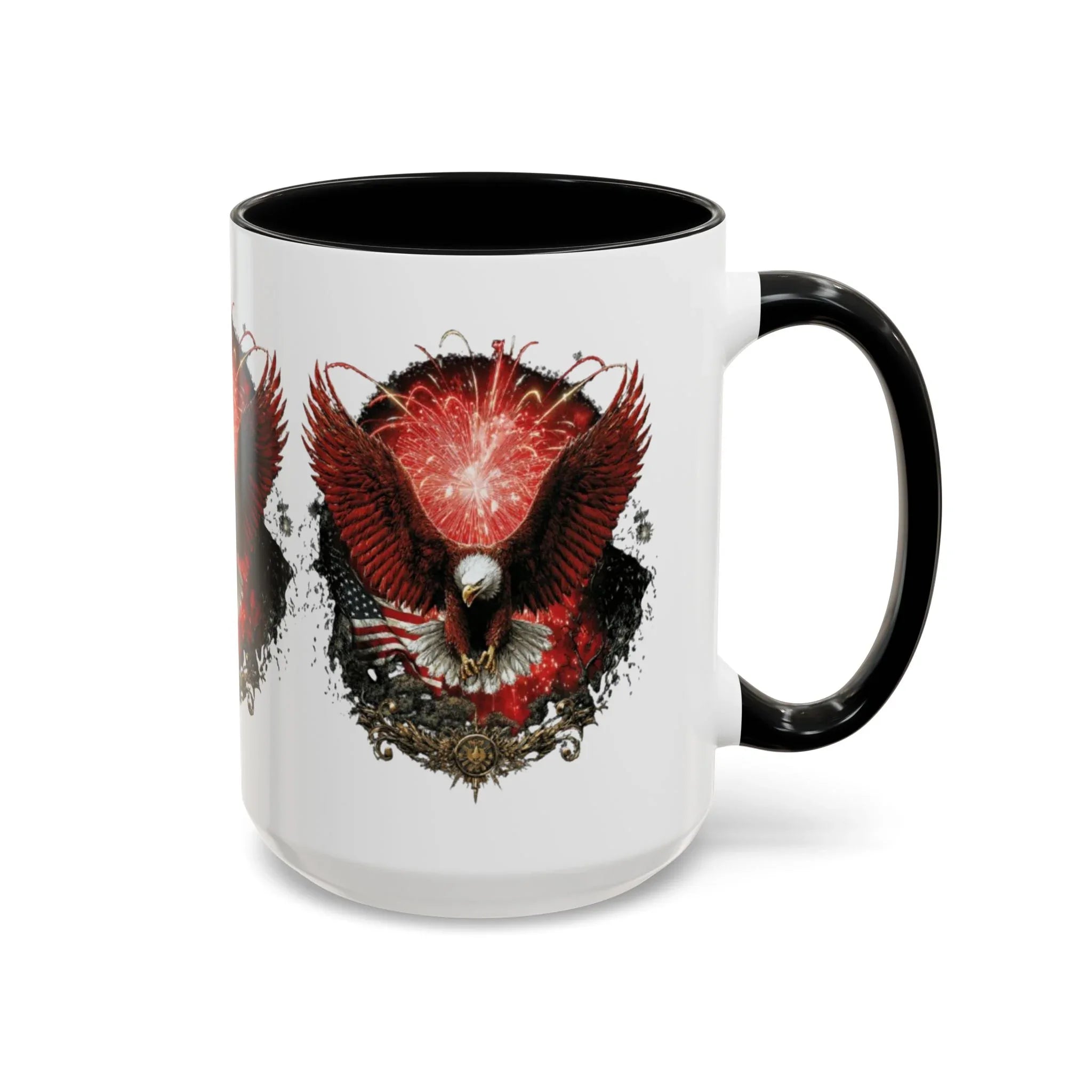 Red Eagle Emblem Accent Coffee Mug | Patriotic Eagle Design - 250 USA Celebration