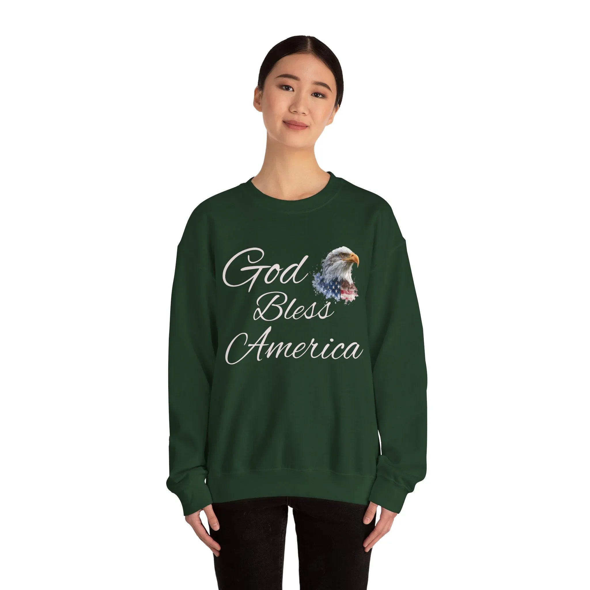 God Bless America eagle graphic Sweatshirt | patriotic USA flag-inspired design - 250 USA Celebration