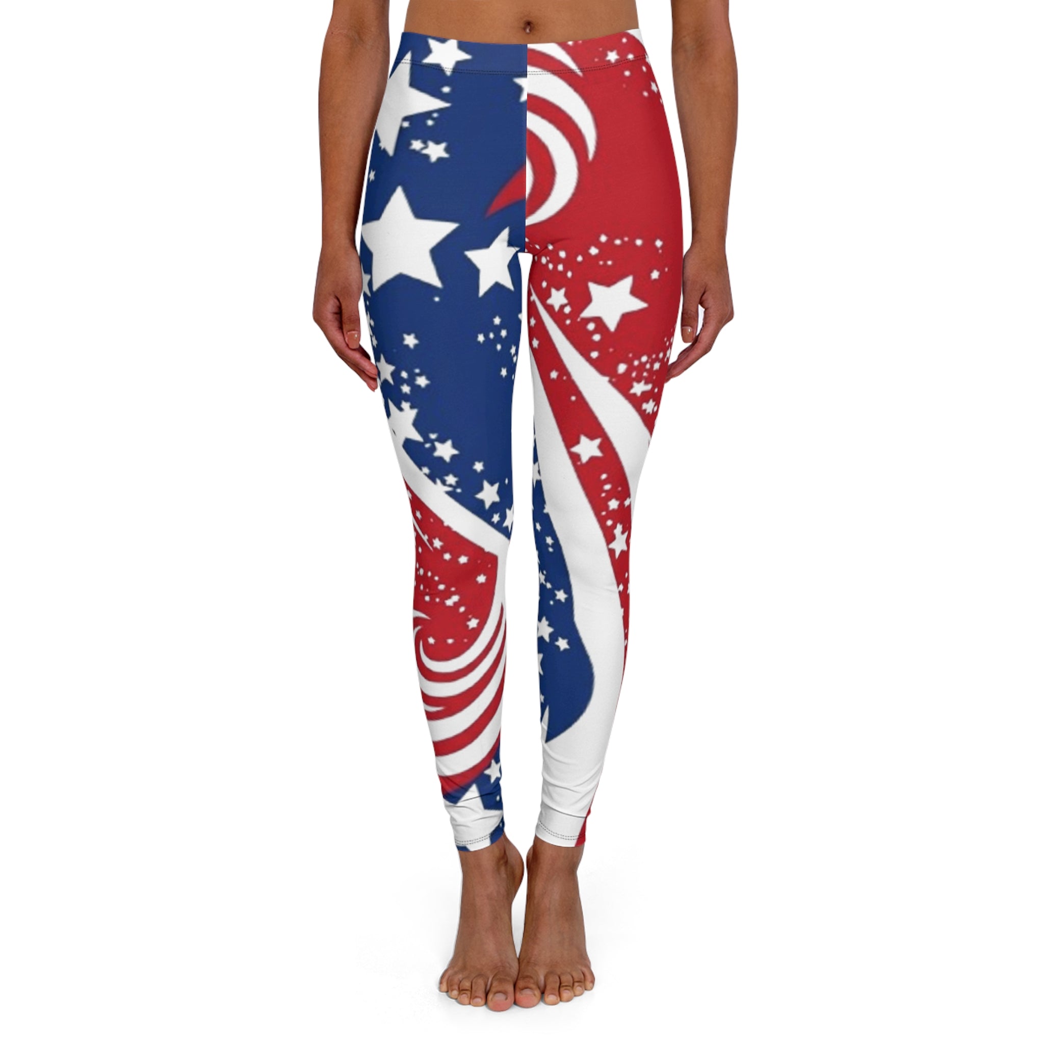 Patriotic Stars Swirls American Flag Spandex Leggings