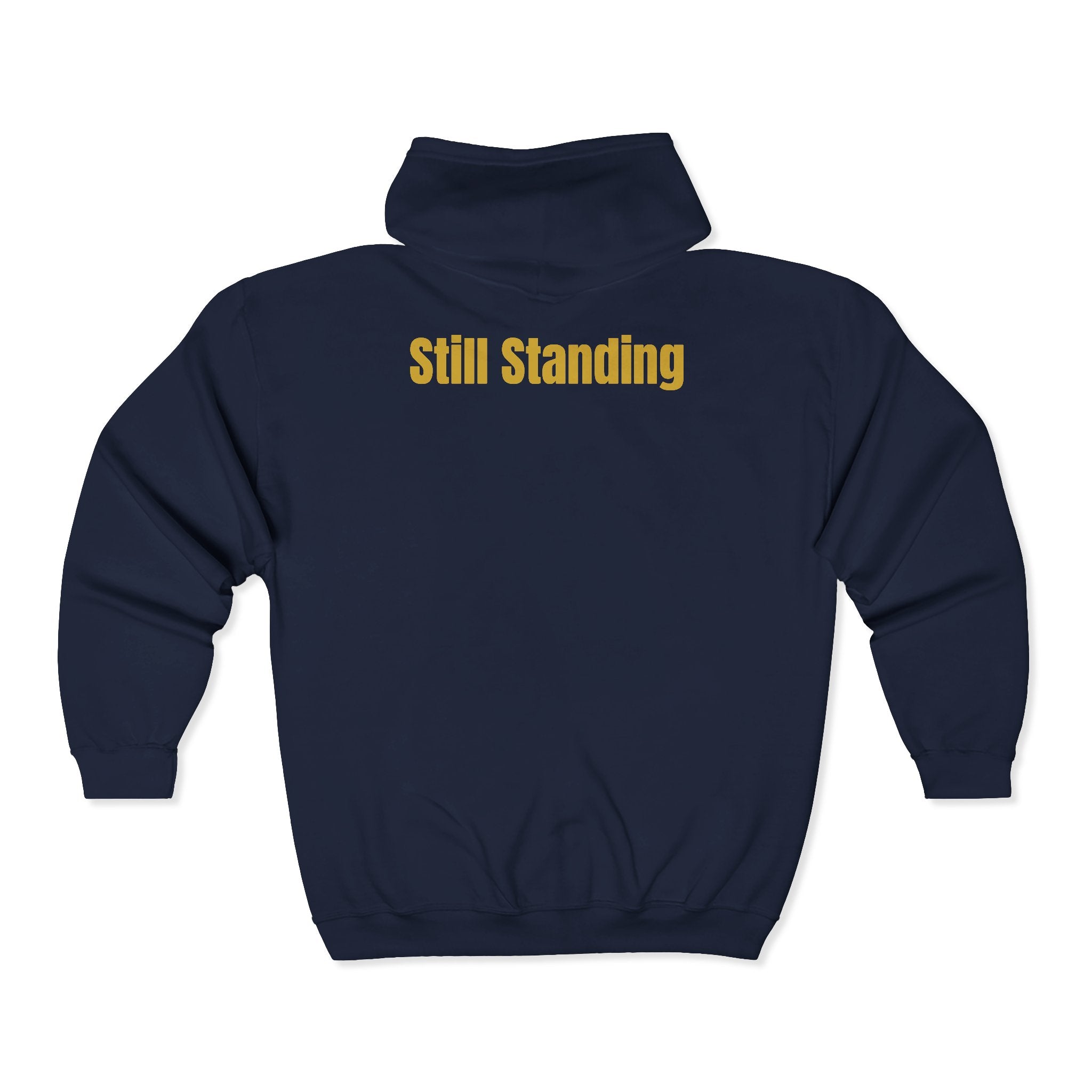 Still Standing Flag Zip Hoodie — "Freedom's Foundation" Vintage American Flag Full-Zip Hoodie