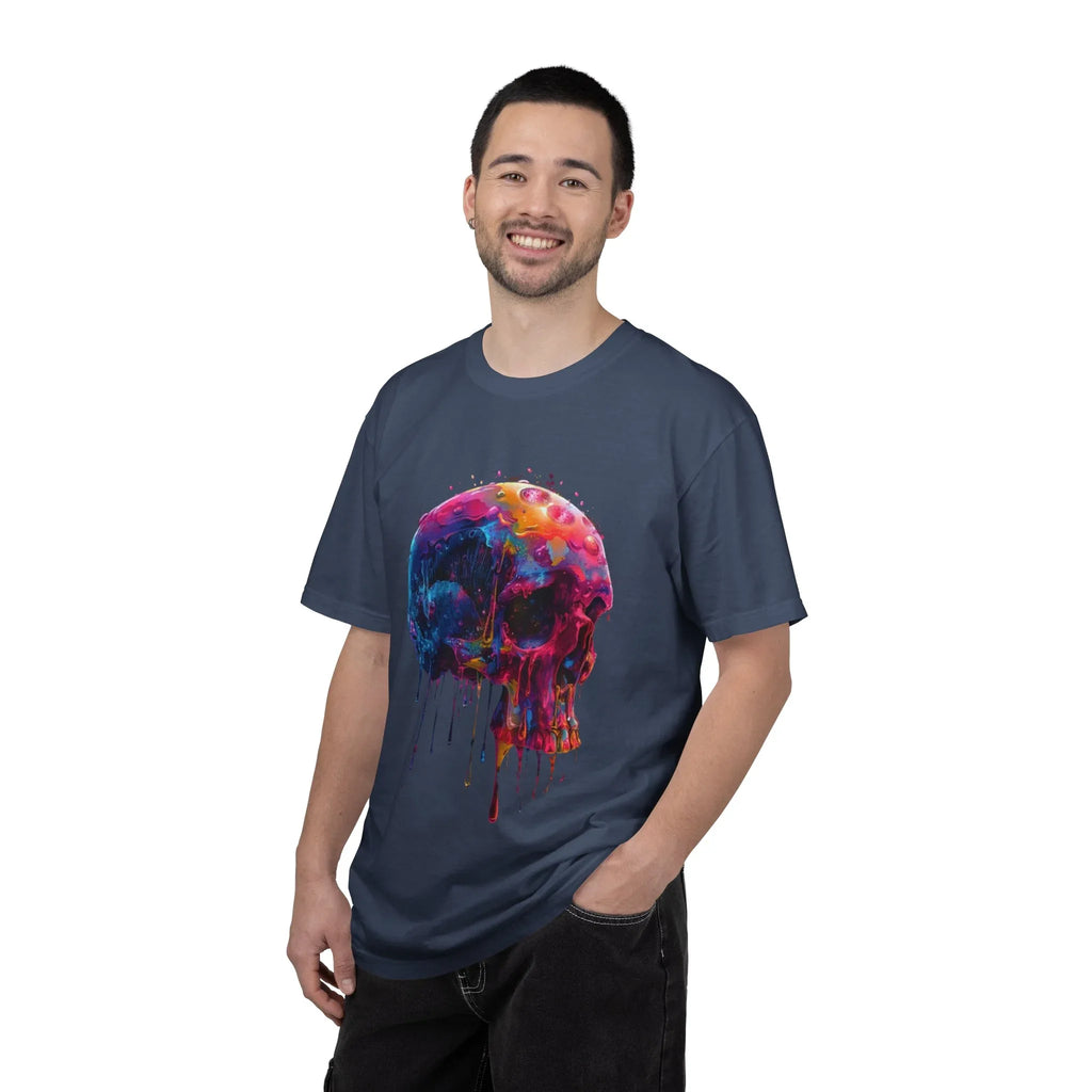 Colorful Drip Skull T-shirt | Watercolor Skull Shirt, Artistic Gothic Tee - 250 USA Celebration