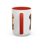 Cute French Bulldog Holding Red Heart Accent Coffee Mug | Puppy Cartoon Illustration - 250 USA Celebration