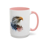 American Bald Eagle watercolor, Coffee Mug | Patriotic flag design - 250 USA Celebration