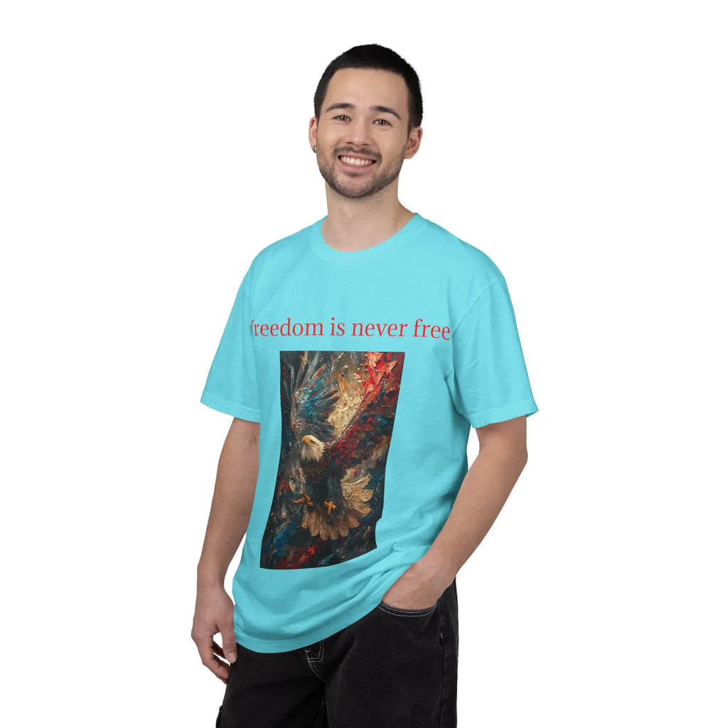 Freedom is Never Free T-shirt | Bald Eagle Patriotic Illustration - 250 USA Celebration