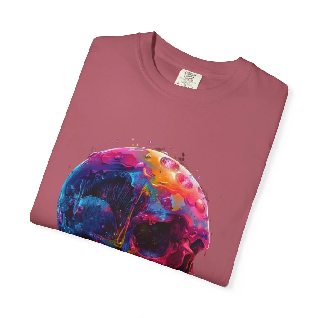 Colorful Drip Skull T-shirt | Watercolor Skull Shirt, Artistic Gothic Tee - 250 USA Celebration