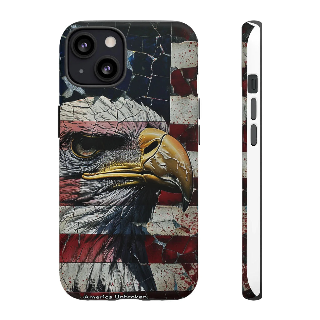 American Flag Bald Eagle phone case | Patriotic iPhone cover, cracked vintage flag design - 250 USA Celebration