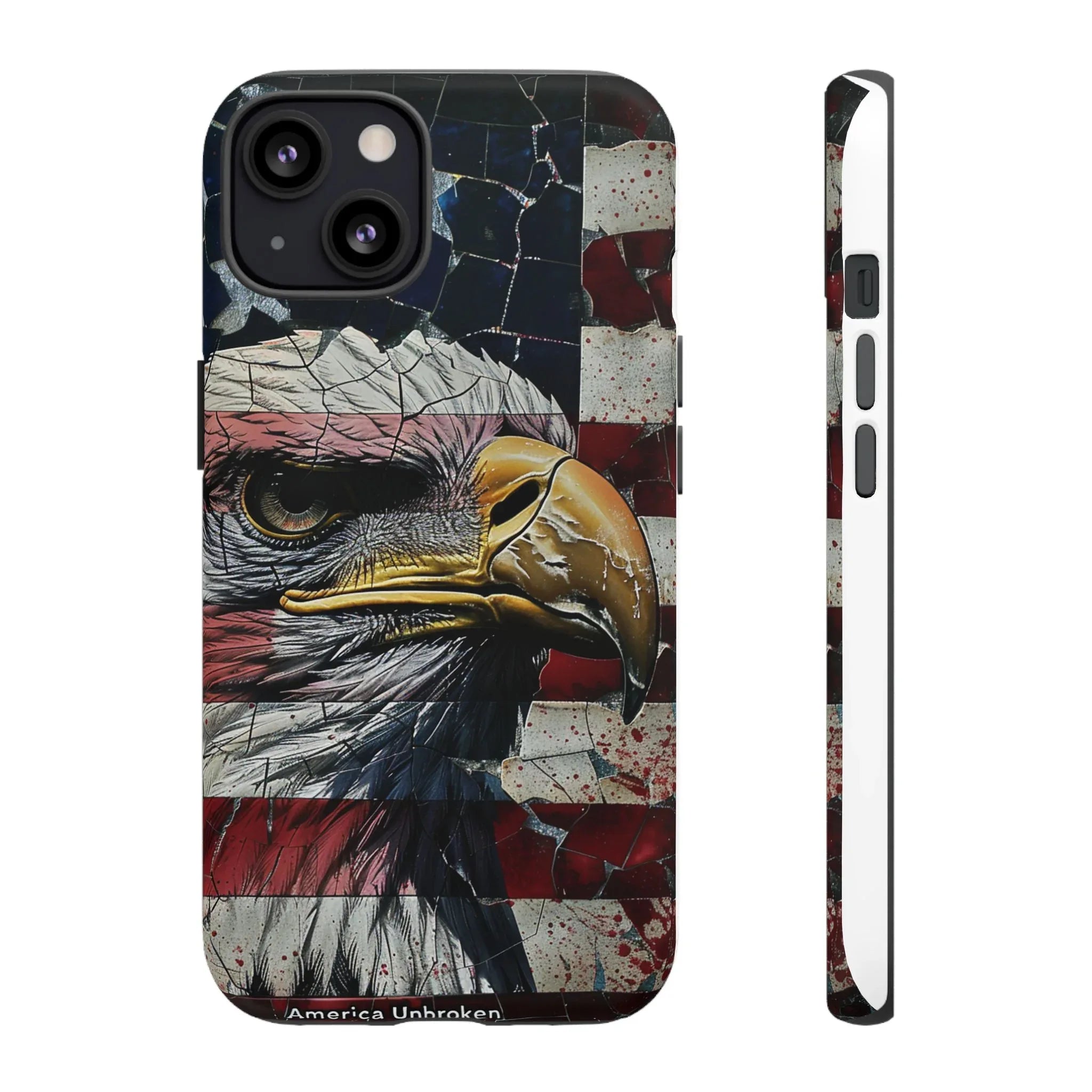 American Flag Bald Eagle phone case | Patriotic iPhone cover, cracked vintage flag design - 250 USA Celebration