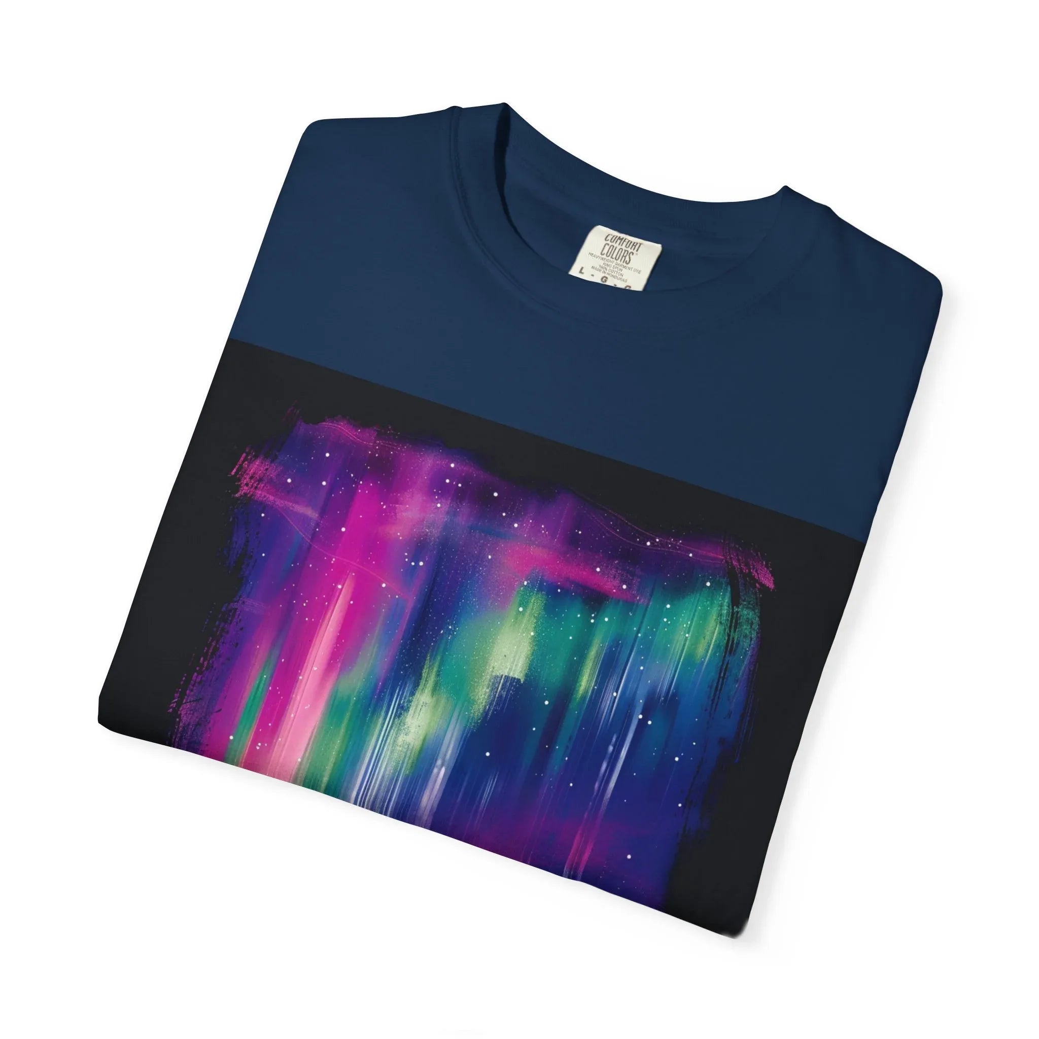 Neon Aurora Borealis T-shirt | Northern Lights Landscape, Night Sky Art - 250 USA Celebration