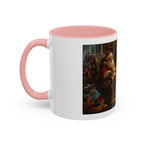 Santa Claus Fireplace Scene Accent Coffee Mug | Storybook Illustration, Rustic Cabin - 250 USA Celebration