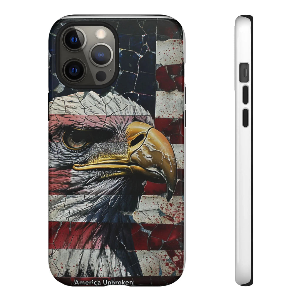 American Flag Bald Eagle phone case | Patriotic iPhone cover, cracked vintage flag design - 250 USA Celebration