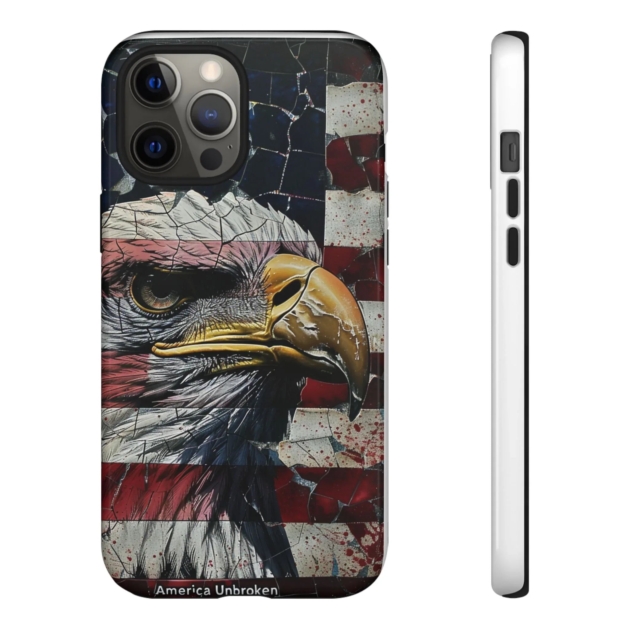 American Flag Bald Eagle phone case | Patriotic iPhone cover, cracked vintage flag design - 250 USA Celebration