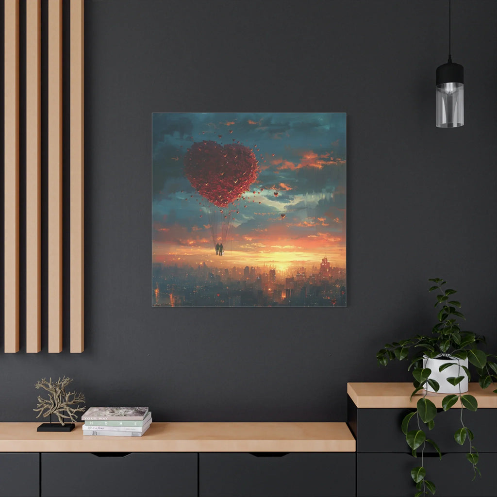 Romantic Canvas Wall Art, Love, Heart Balloon Art, Gift for Couples, Valentines Wall Decor, Valentine's Day Women's Merchandise, Valentines - 250 USA Celebration