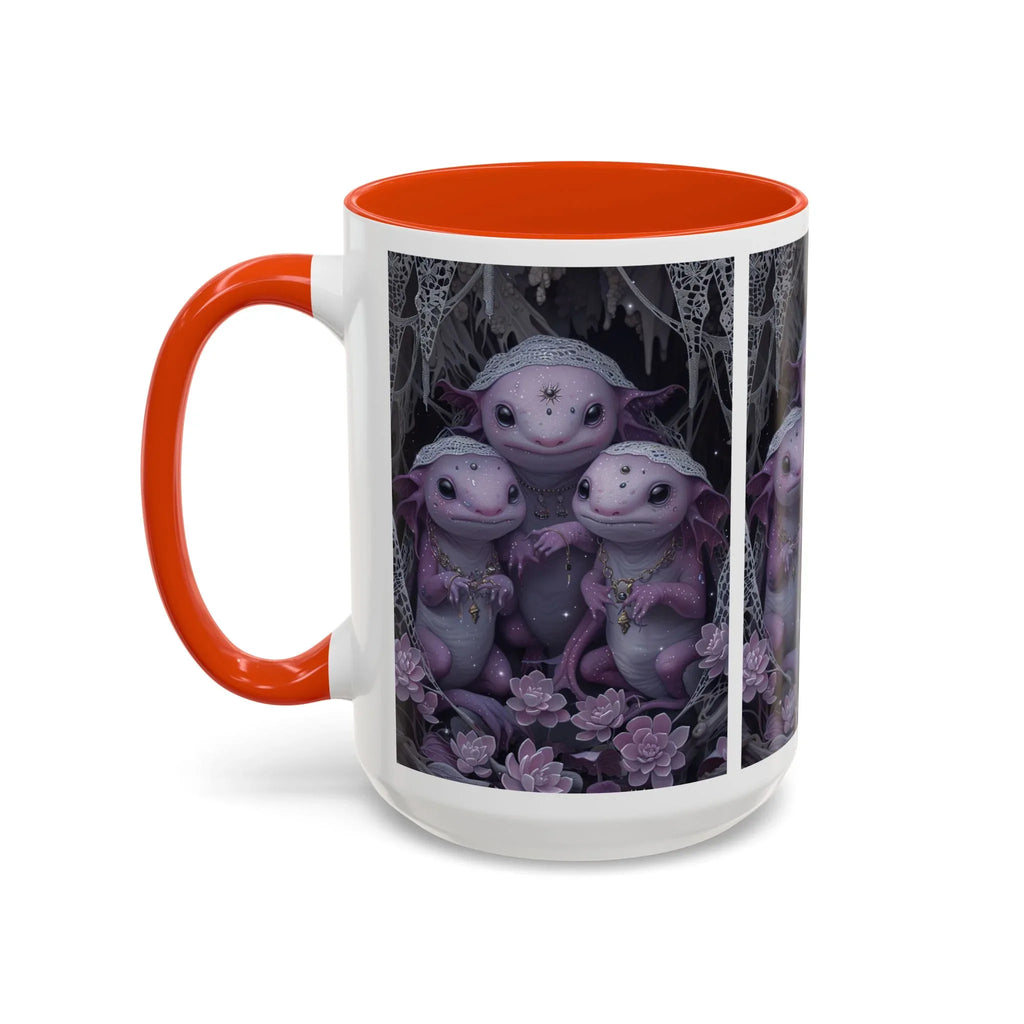 Purple Axolotl Trio Mug | Cute Amphibian Art Ceramic Coffee Cup - 250 USA Celebration