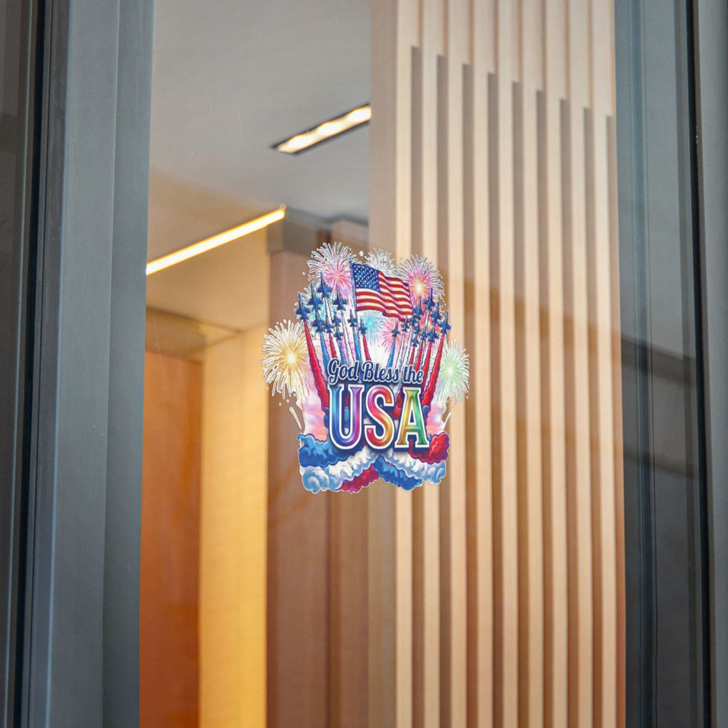 God Bless The USA Patriotic Die Cut Car Window Decal Sticker
