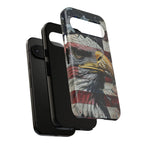 American Flag Bald Eagle phone case | Patriotic iPhone cover, cracked vintage flag design - 250 USA Celebration