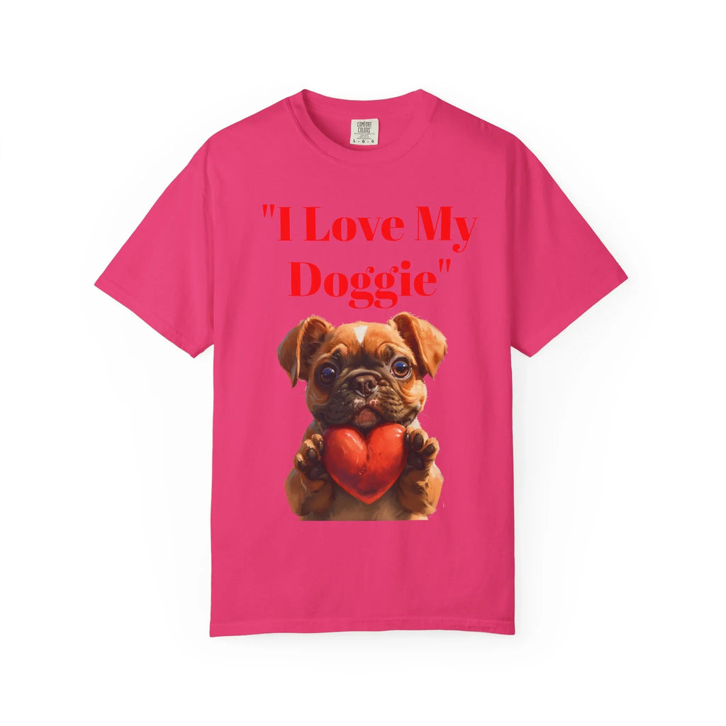 Cute French Bulldog Puppy Holding Red Heart T-shirt | Dog Lover Cartoon - 250 USA Celebration