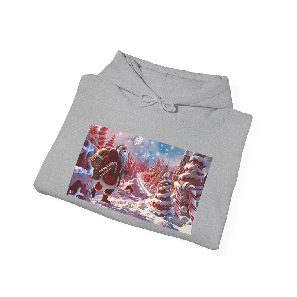 Christmas Candy Wonderland Hoodie, Santa Claus Christmas Sweatshirt, Festive Holiday Hoodie, Winter Candy Sweatshirt, Christmas Candy Cane - 250 USA Celebration