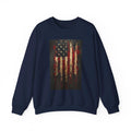 Distressed American Flag Crewneck Sweatshirt | Grunge Patriotic Design - 250 USA Celebration