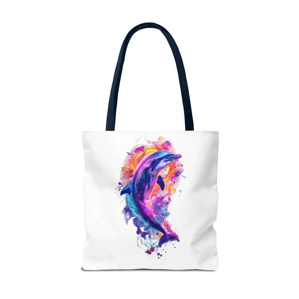 Colorful Watercolor Dolphin Tote Bag | Vibrant Splash Ocean Art - 250 USA Celebration