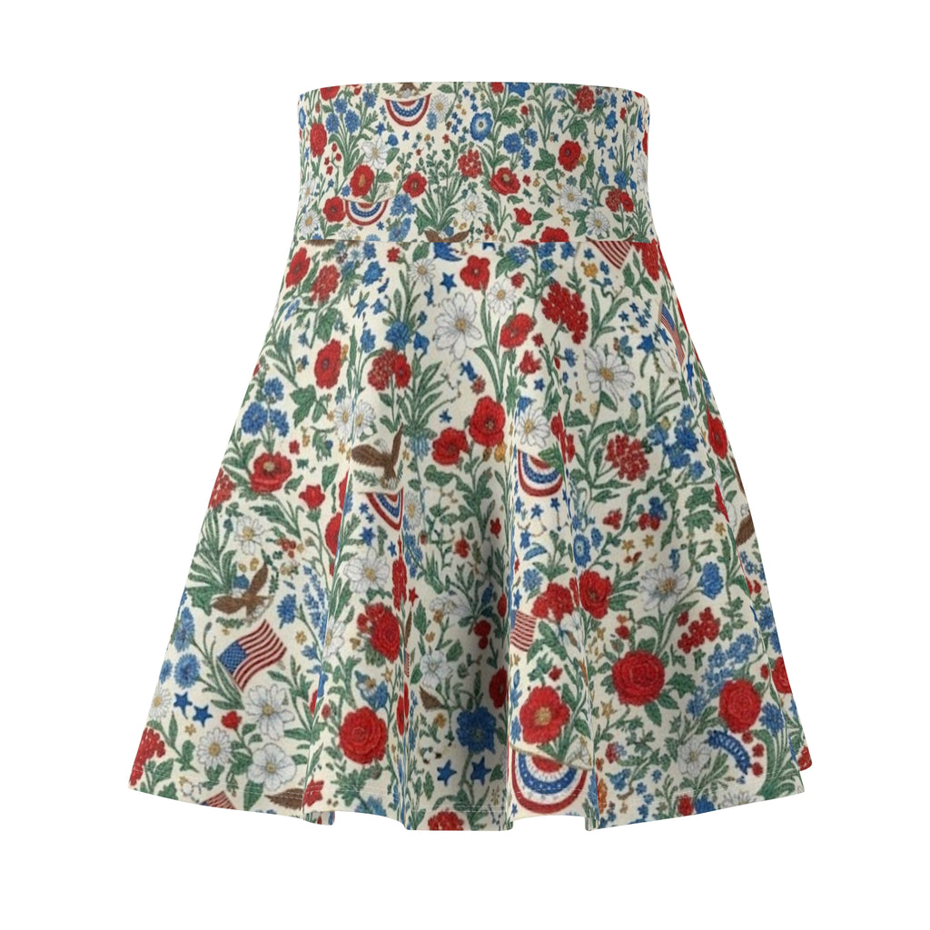 Patriotic Floral Skater Skirt - 1776 Heritage Style