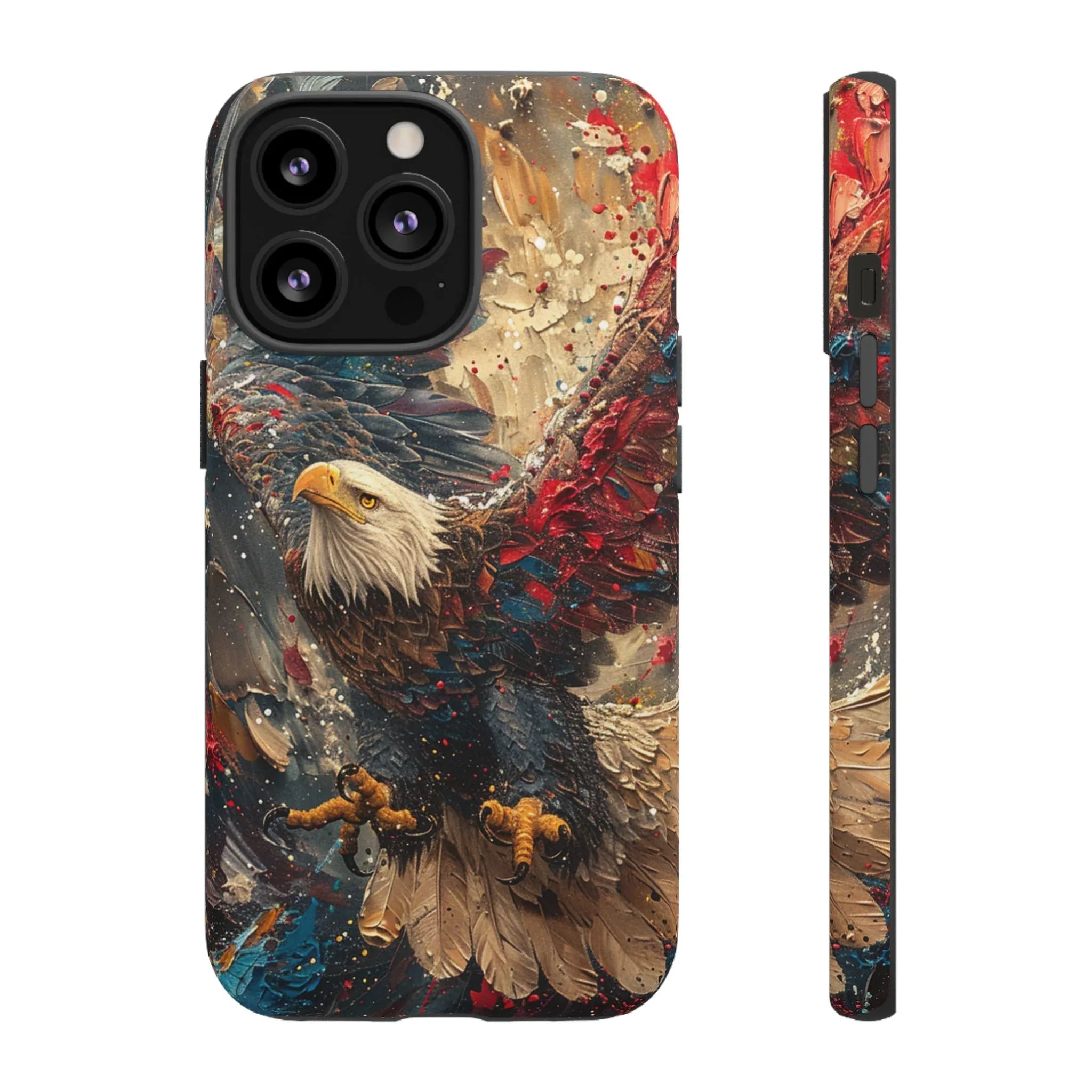 Patriotic Bald Eagle Tough Case | iPhone Phone Case, Red Blue Feather Art - 250 USA Celebration