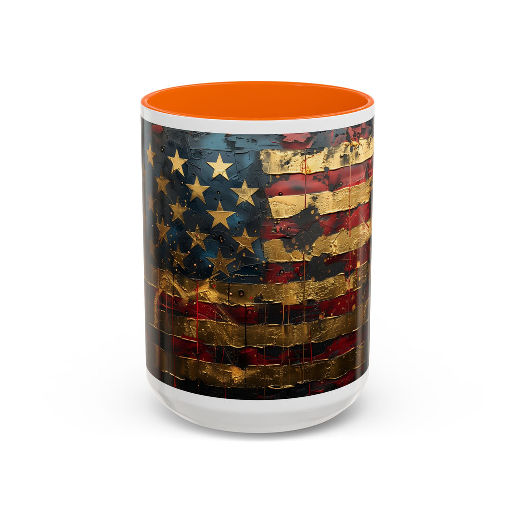 Distressed American Flag Accent Coffee Mug — Patriotic 11/15oz