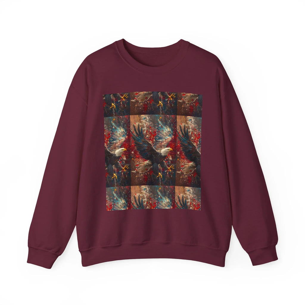God Bless America Eagle Artwork crewneck sweatshirt | Patriotic eagle collage - 250 USA Celebration