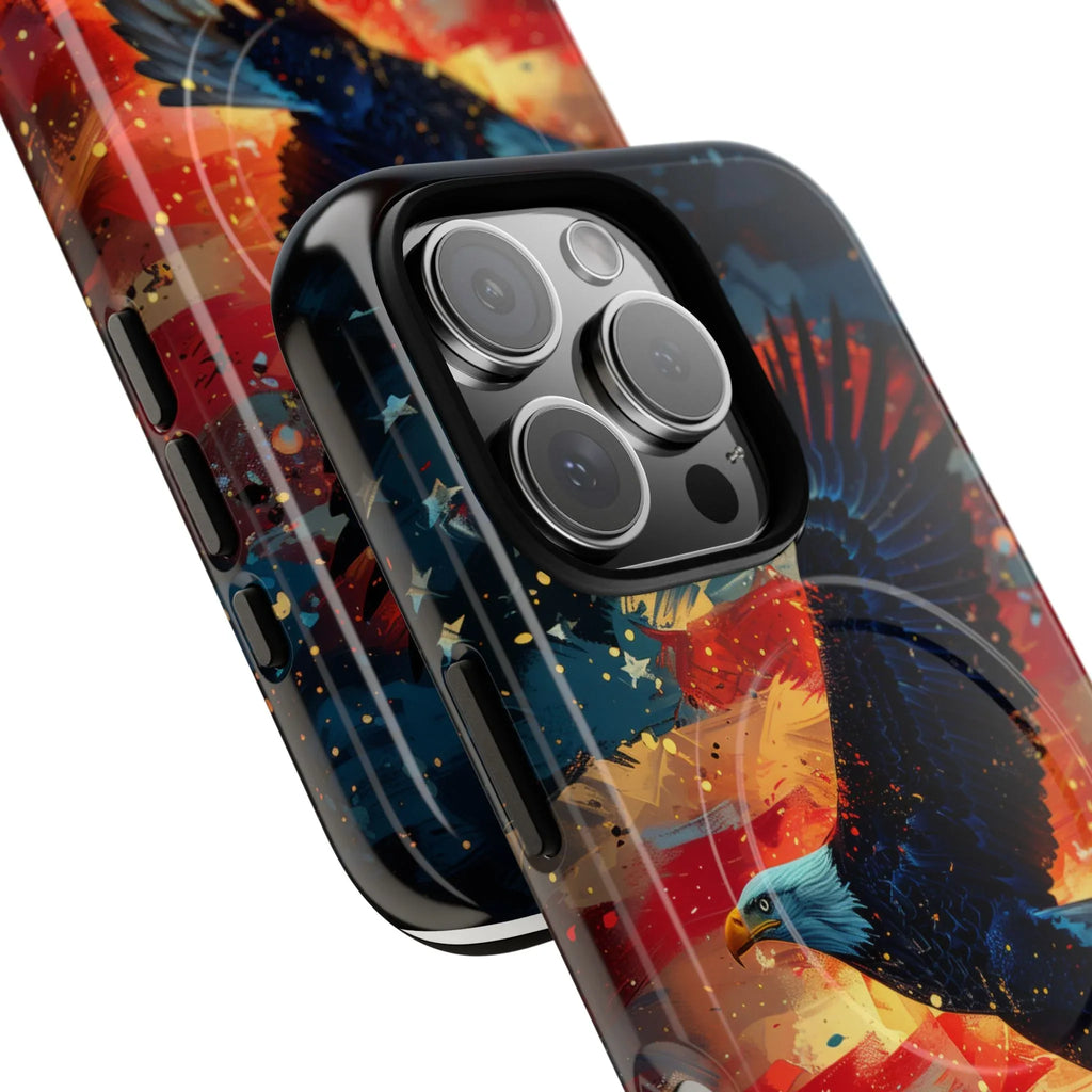 Eagle Flag Magnetic Phone Case, Patriotic iPhone Cover, Tough Cell Phone Cases, Gift for Veterans, Independence Day Accessories - 250 USA Celebration