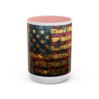 Distressed American Flag Accent Coffee Mug — Patriotic 11/15oz