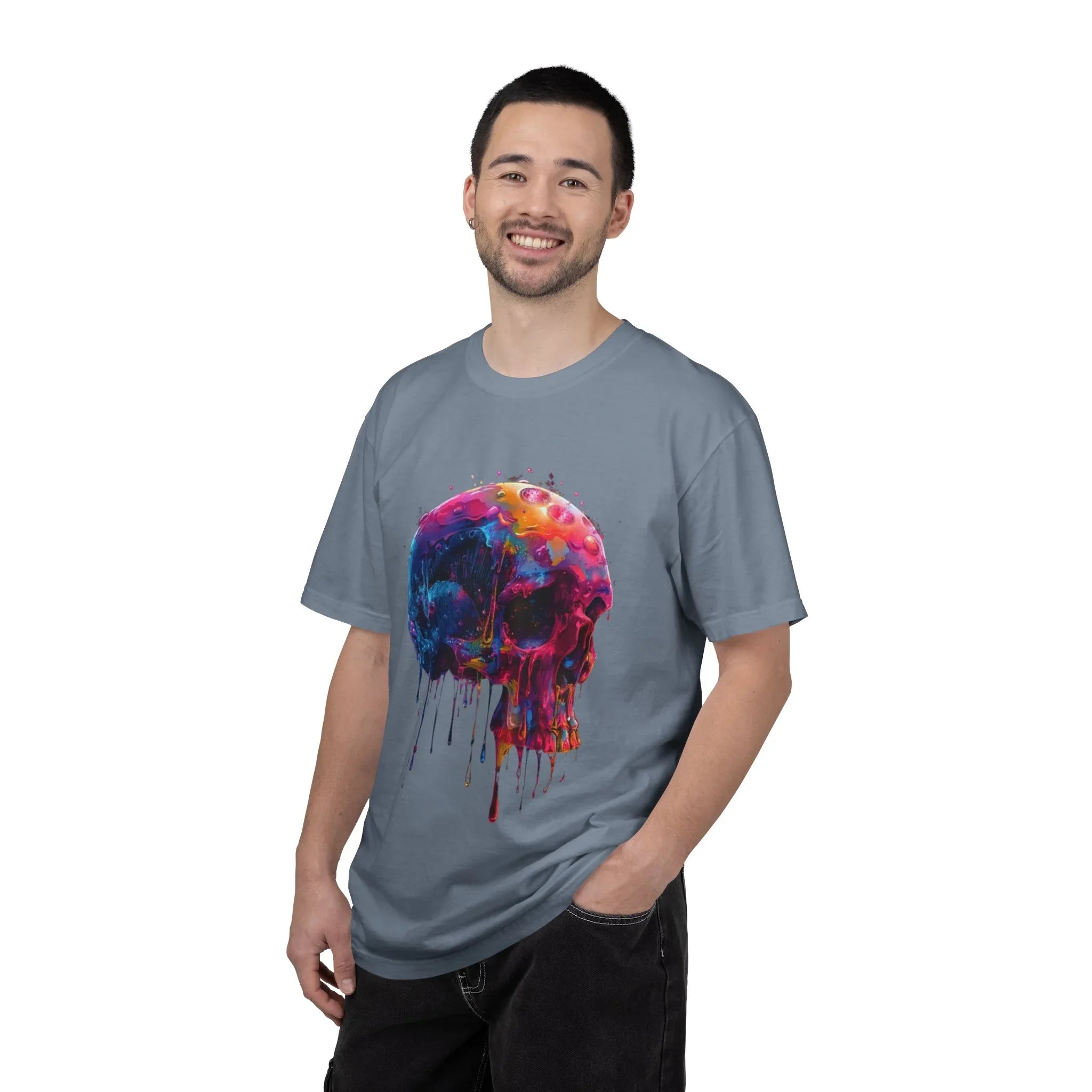 Colorful Drip Skull T-shirt | Watercolor Skull Shirt, Artistic Gothic Tee - 250 USA Celebration