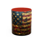 Distressed American Flag Accent Coffee Mug — Patriotic 11/15oz